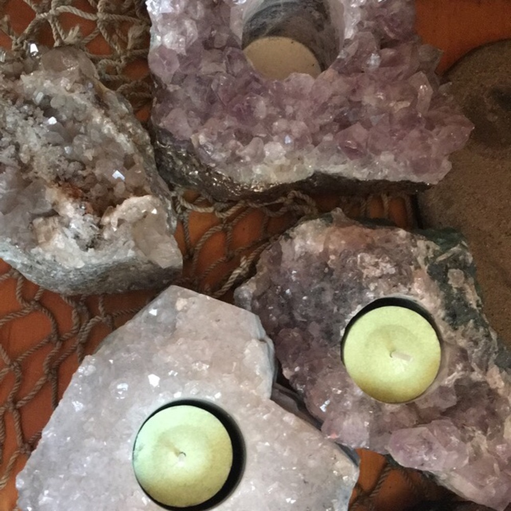 Amethyst and Citrine candle holders